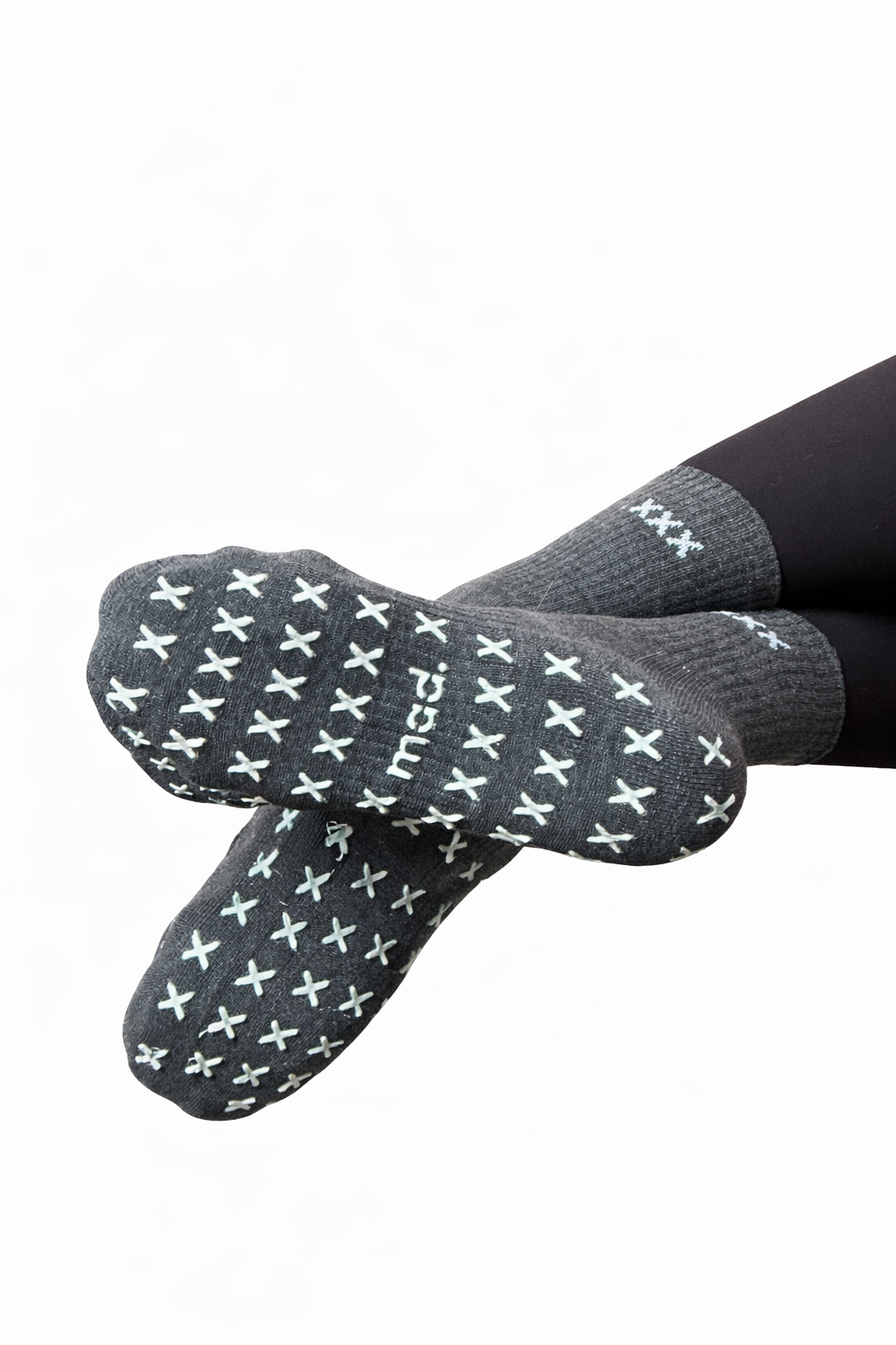 Grey classic mad grip socks - white grip