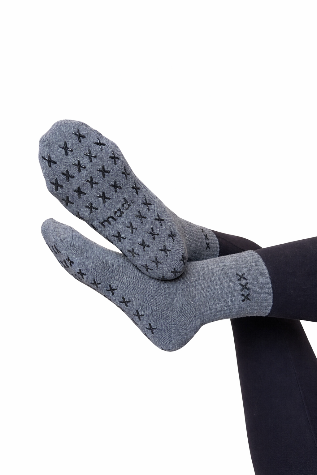 Grey classic mad grip socks- black grip