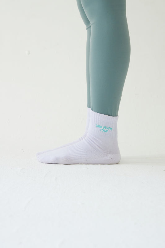 "Talk pilates to me" mad grip socks