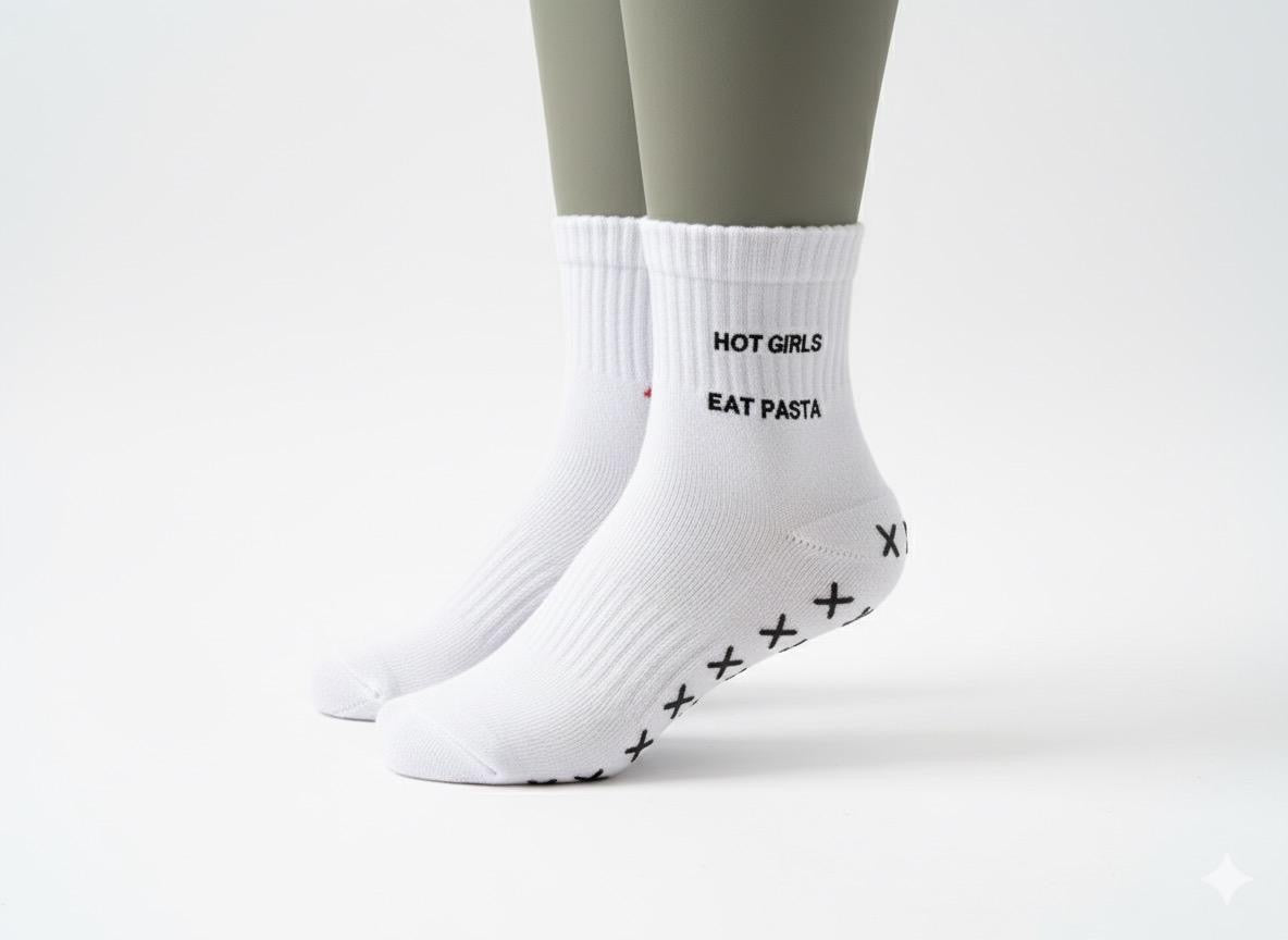 ‘Hot girls eat pasta’ mad grip socks