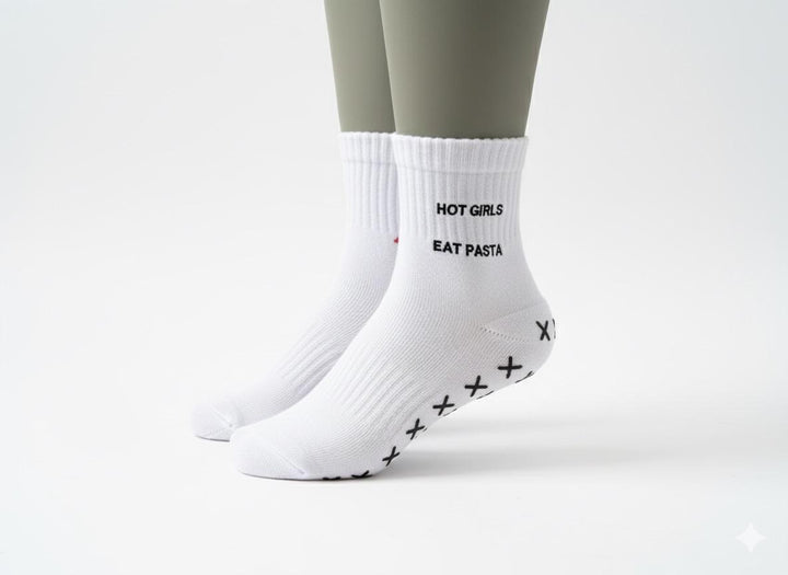 ‘Hot girls eat pasta’ mad grip socks